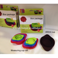 FDA Food Grade Heat Resistant Kitchen Cooking Tools Collapsible Silicone Measuring Cup Set of 60/80/125/250/400ml